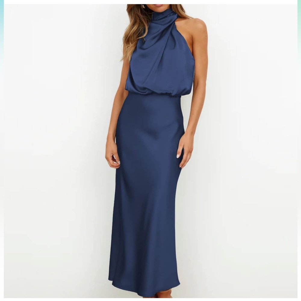 Sleeveless Elastic Waist Mock Neck Maxi Dress